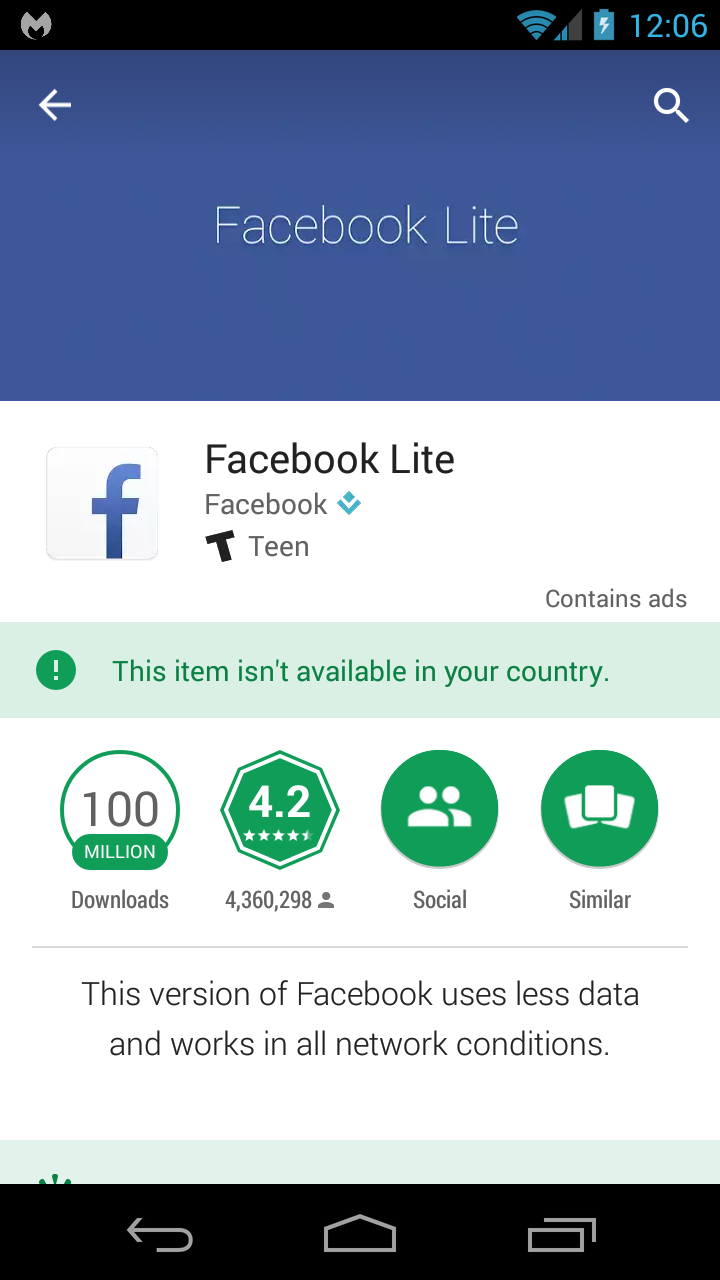 Install Facebook App on an Android phone without Google Play