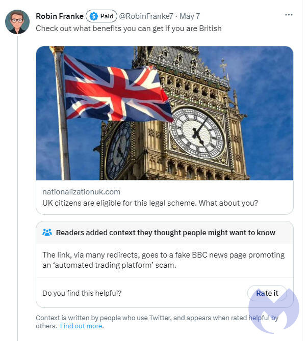 Sponsored Twitter post uses fake BBC News site to boost slippery