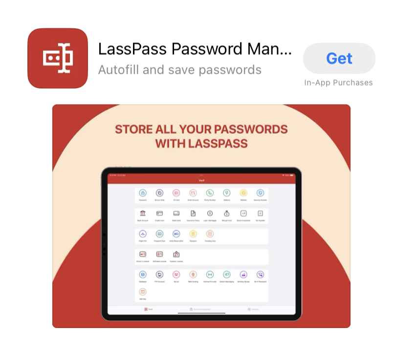 LassPass App Store'da mevcut