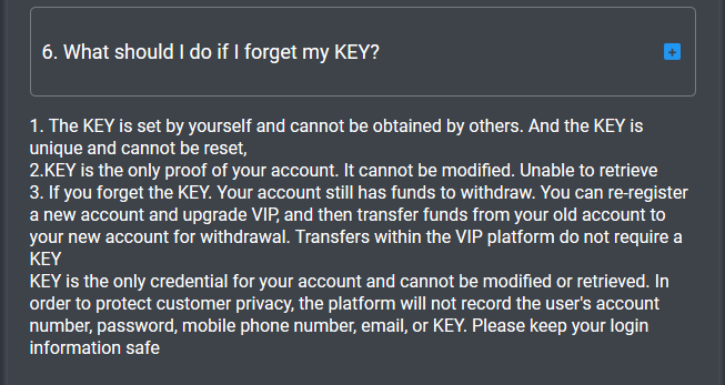 What should I do if I forget my KEY?