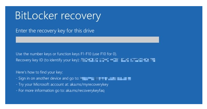 BitLocker kurtarma ekranı