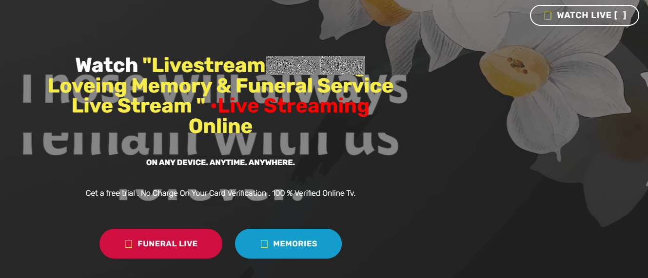 Live streaming landing page with three buttons leading to the same phishing site